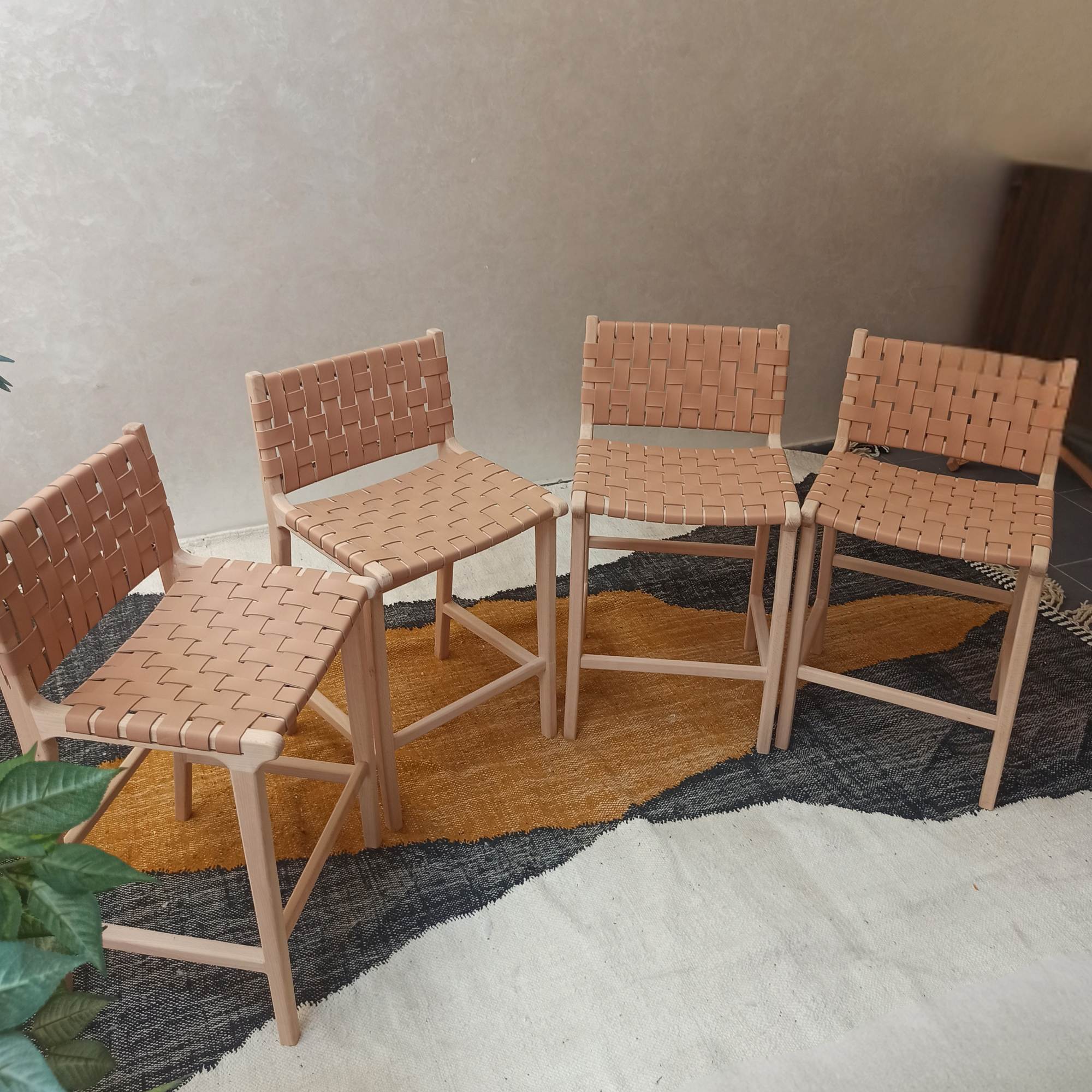 Artihandmade® modern wood bar stool, perfect for kitchen or restaurant use.