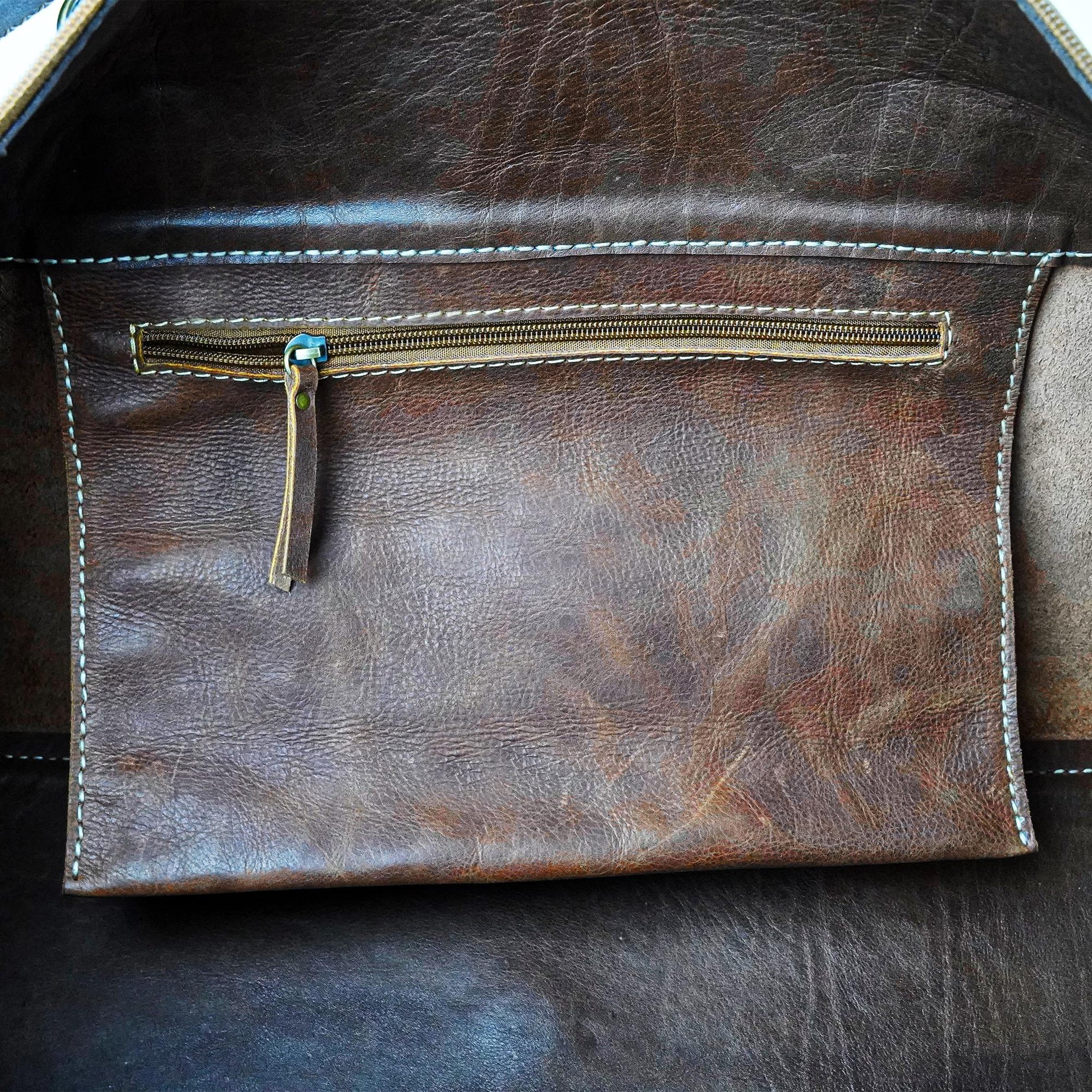 Hand Stitched Vintage Brown Travel Leather Bag