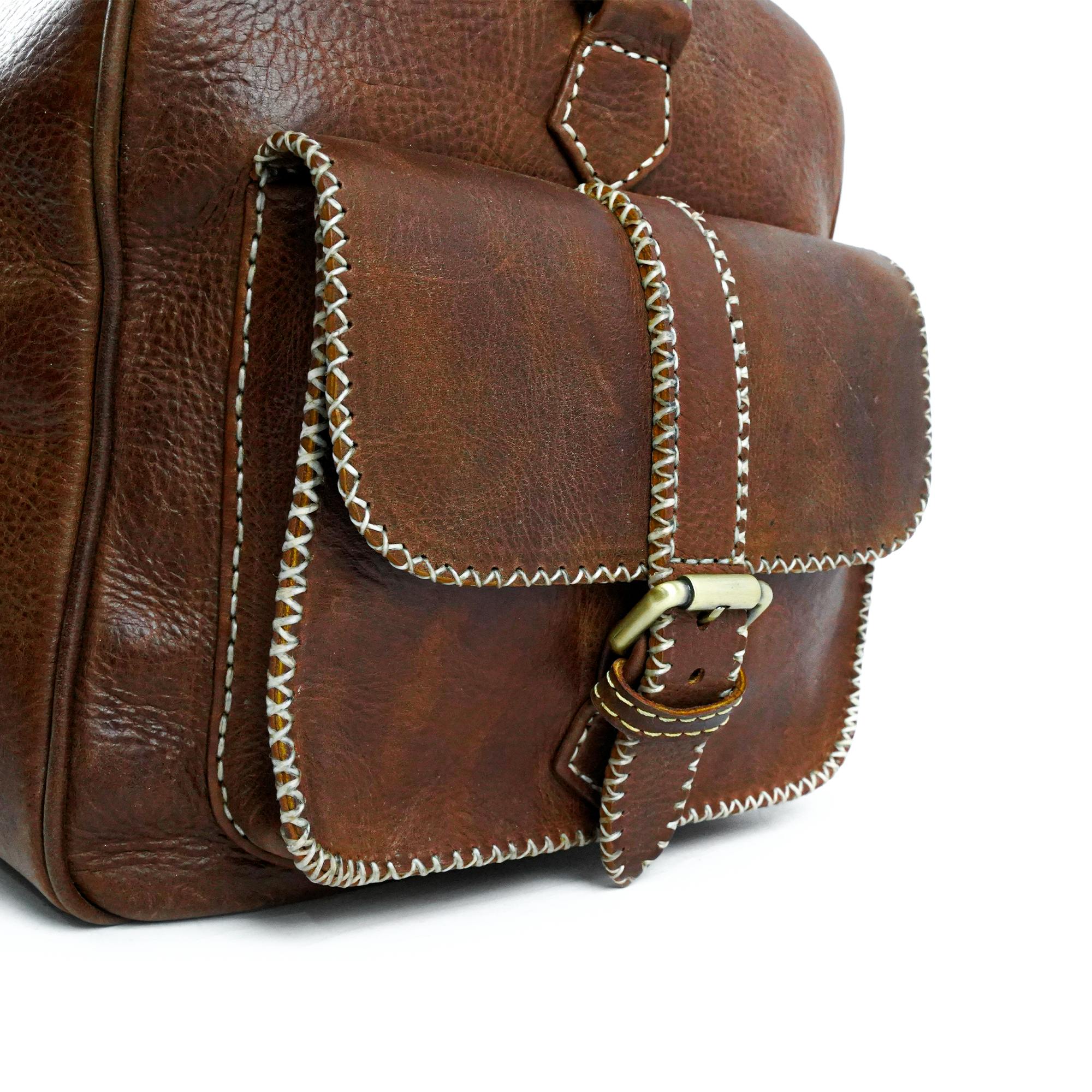 Hand Stitched Vintage Brown Travel Leather Bag