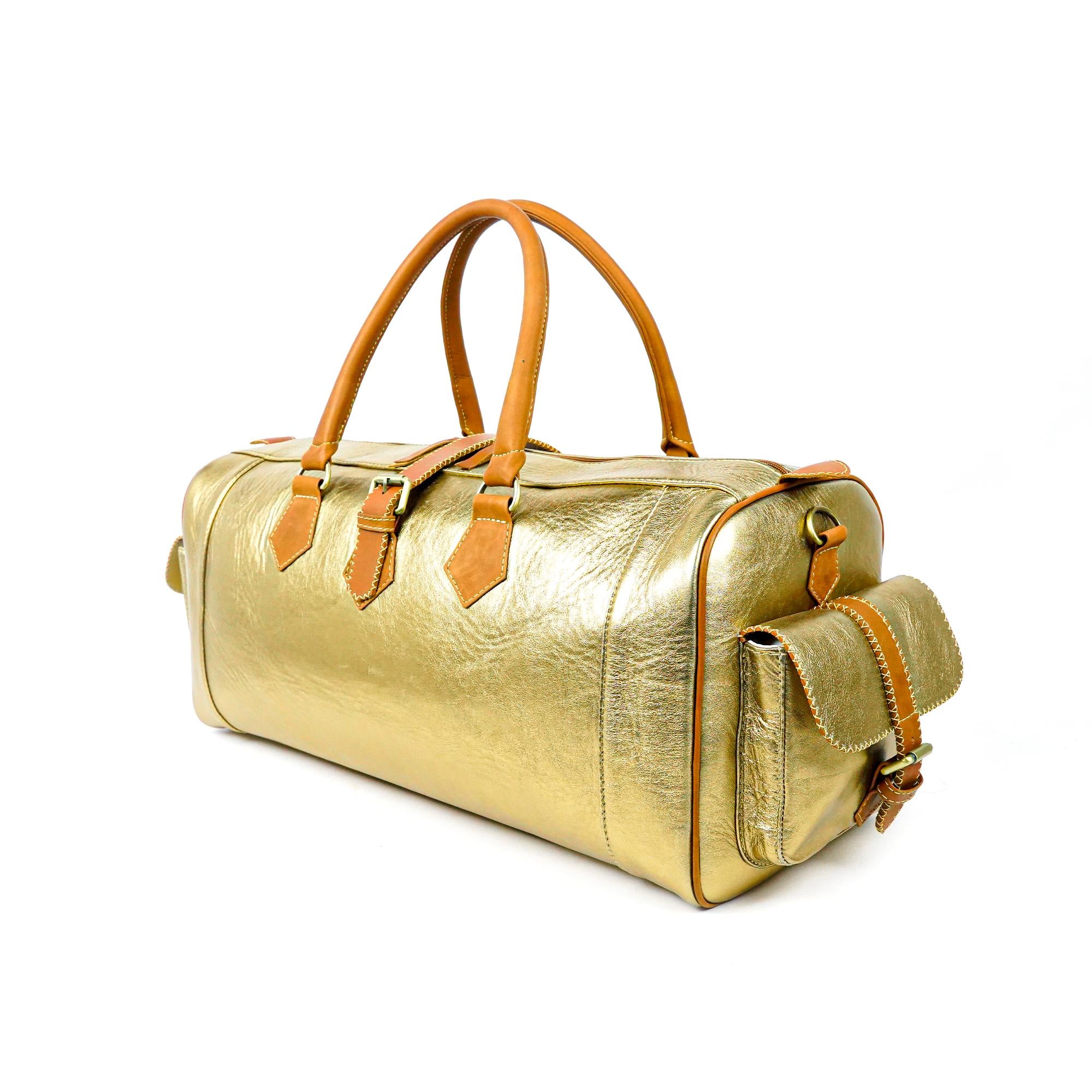 Hand Stitched Vintage Bumblebee Travel Leather Bag