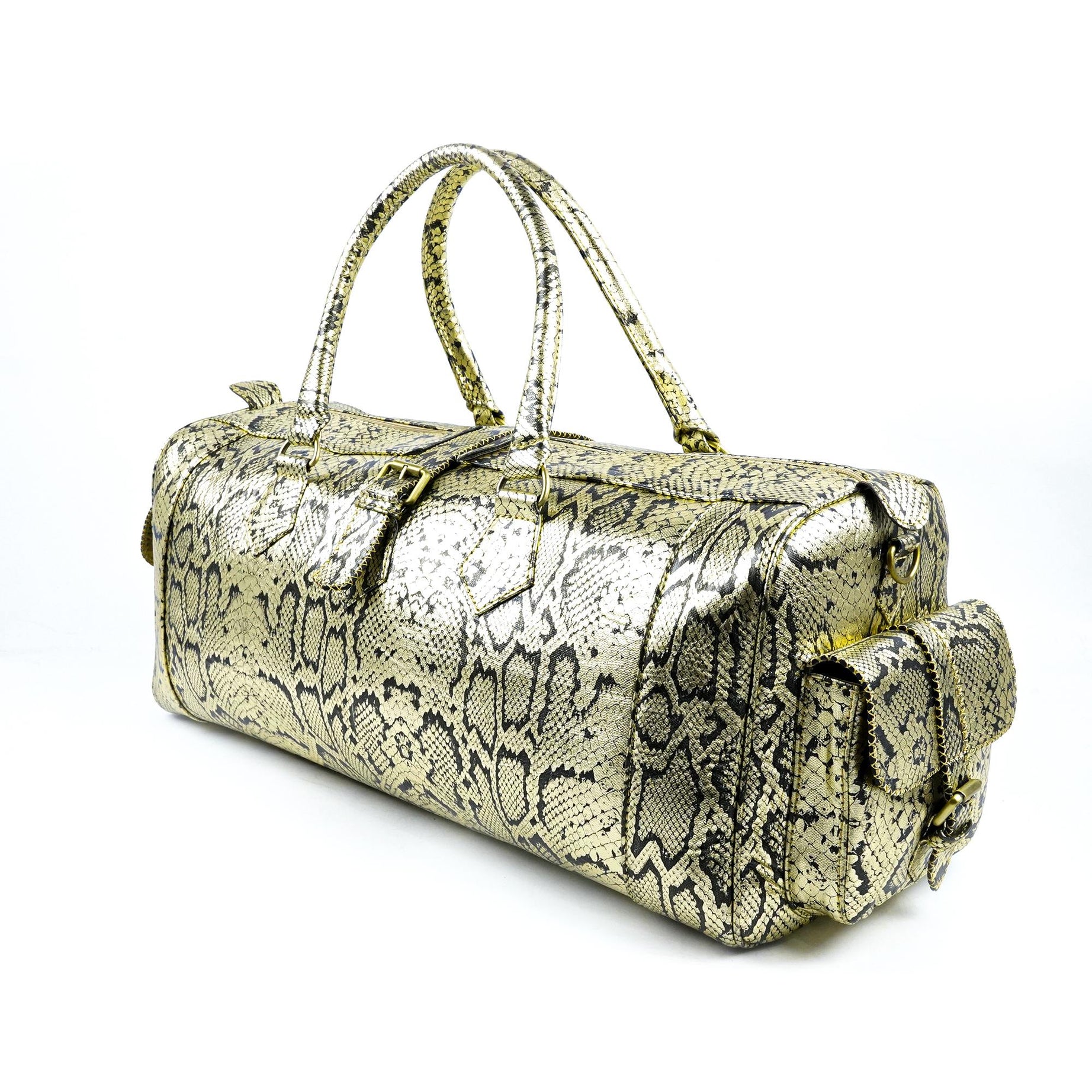 Hand Stitched Vintage Python Travel Leather Bag