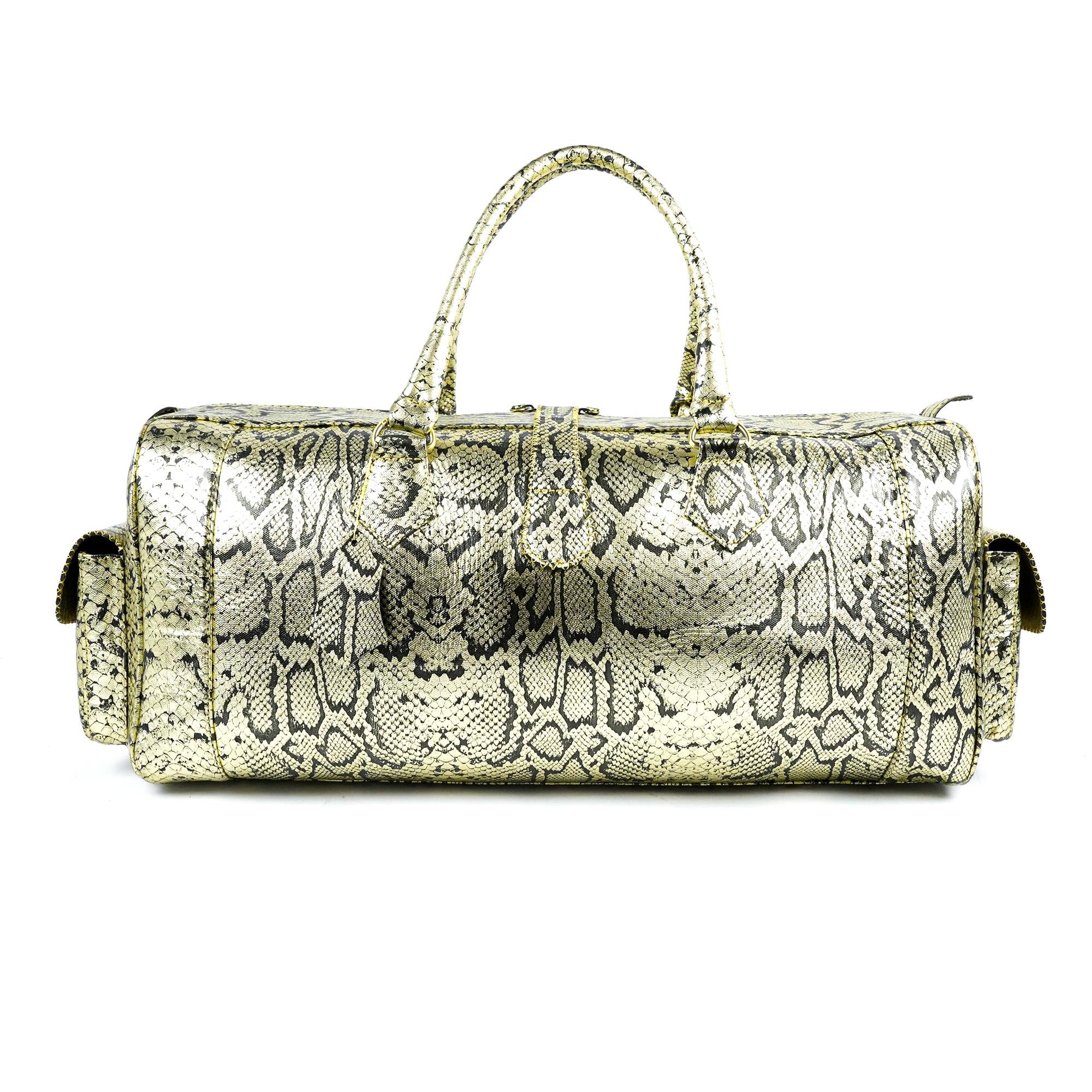 Hand Stitched Vintage Python Travel Leather Bag