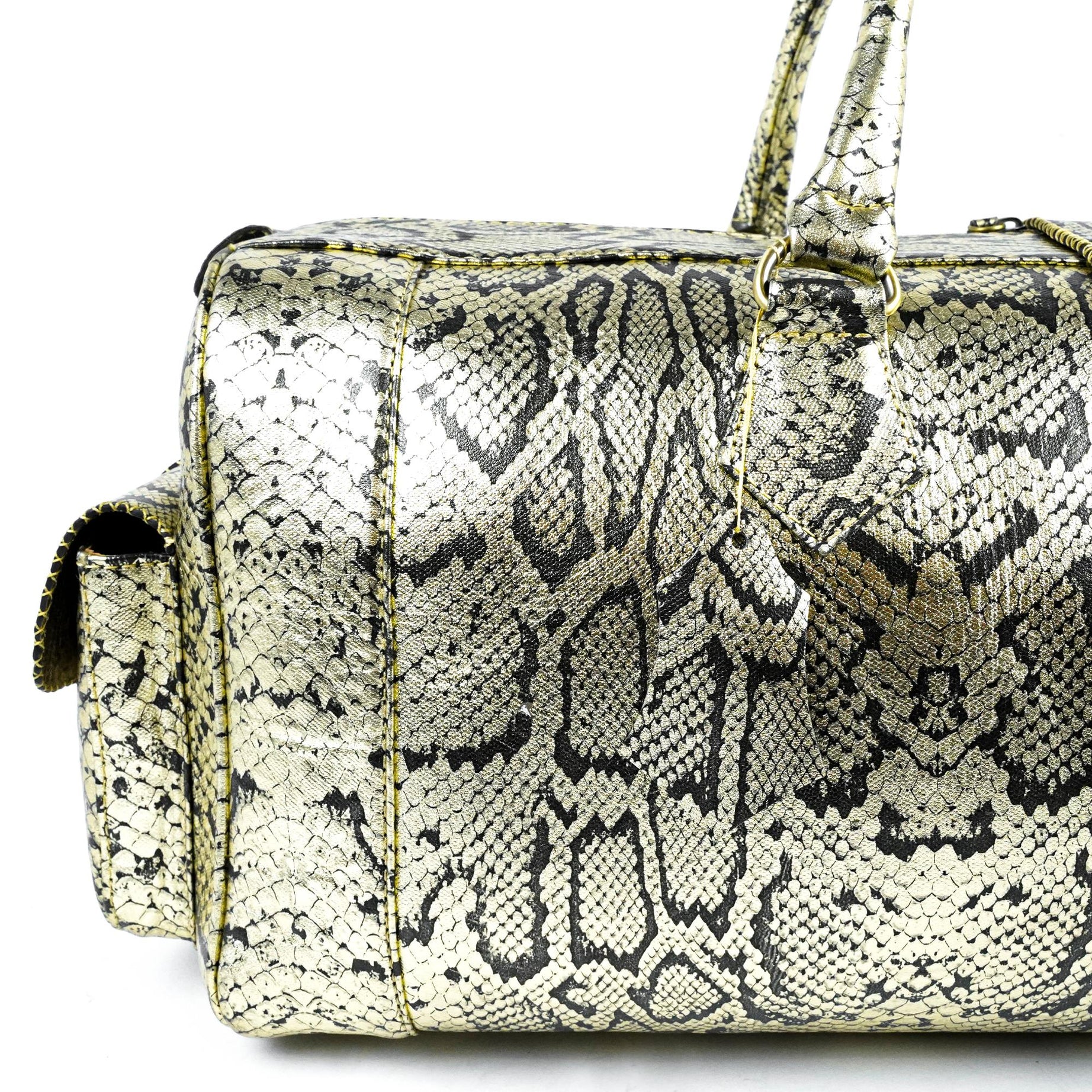 Hand Stitched Vintage Python Travel Leather Bag