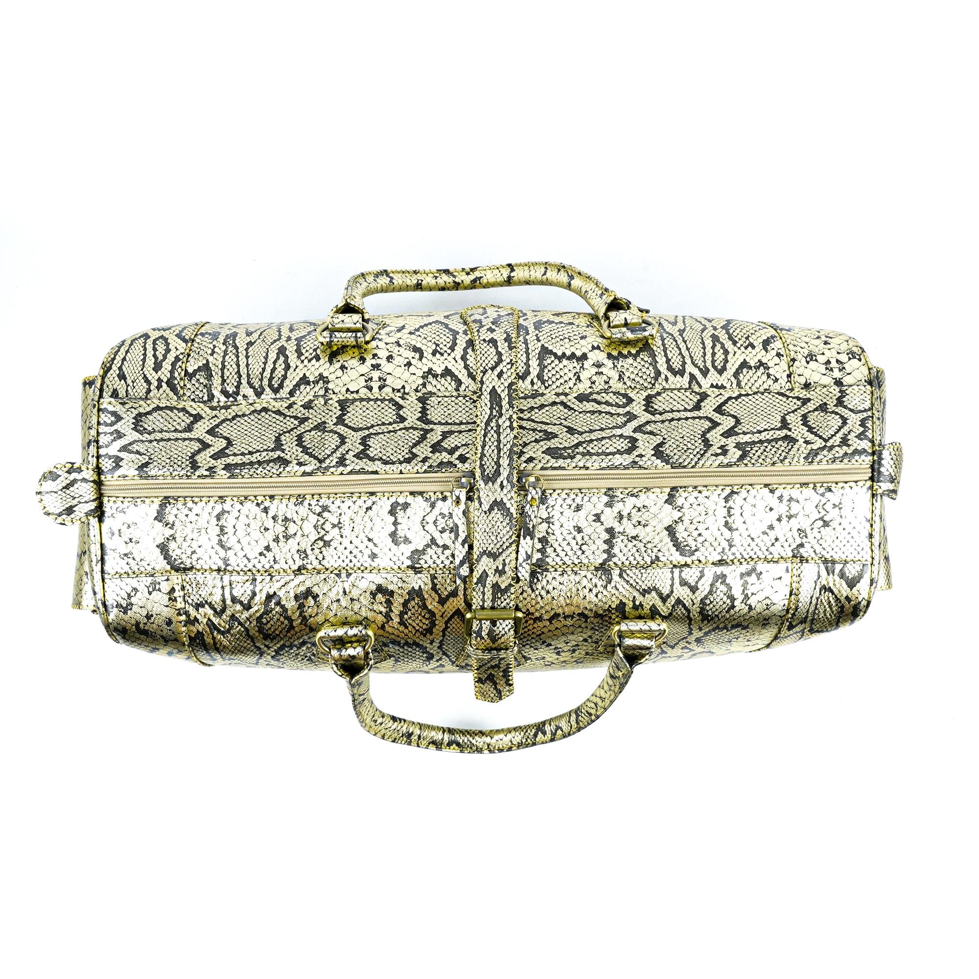 Hand Stitched Vintage Python Travel Leather Bag