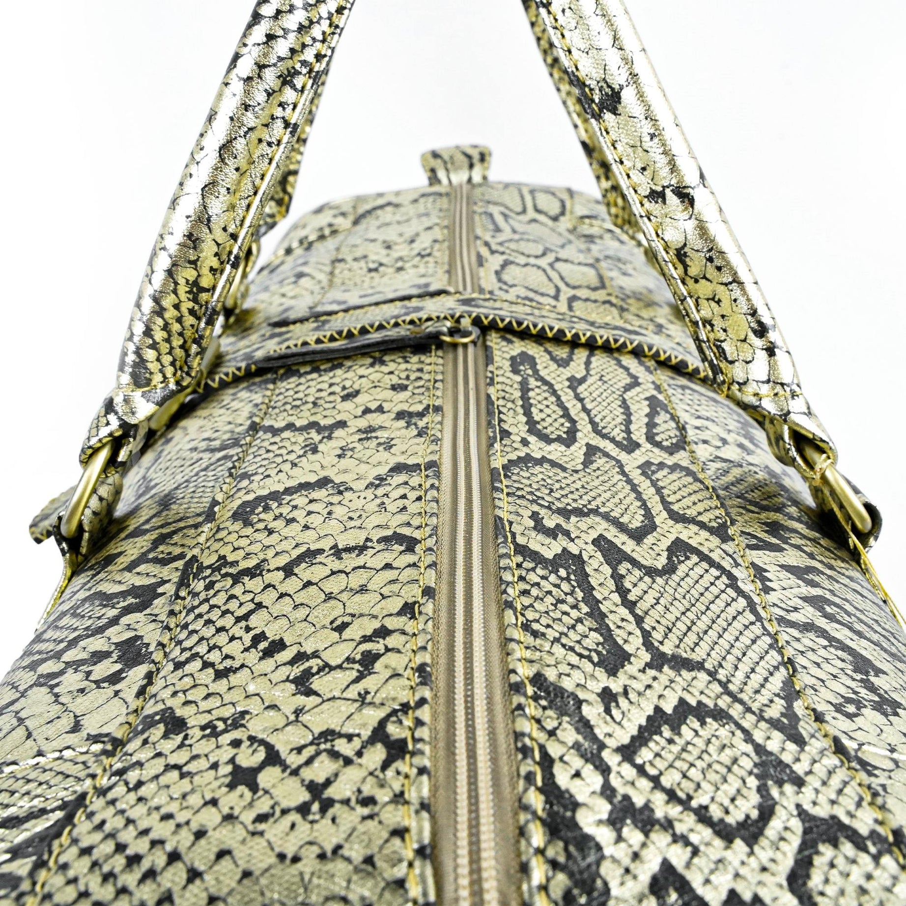 Hand Stitched Vintage Python Travel Leather Bag