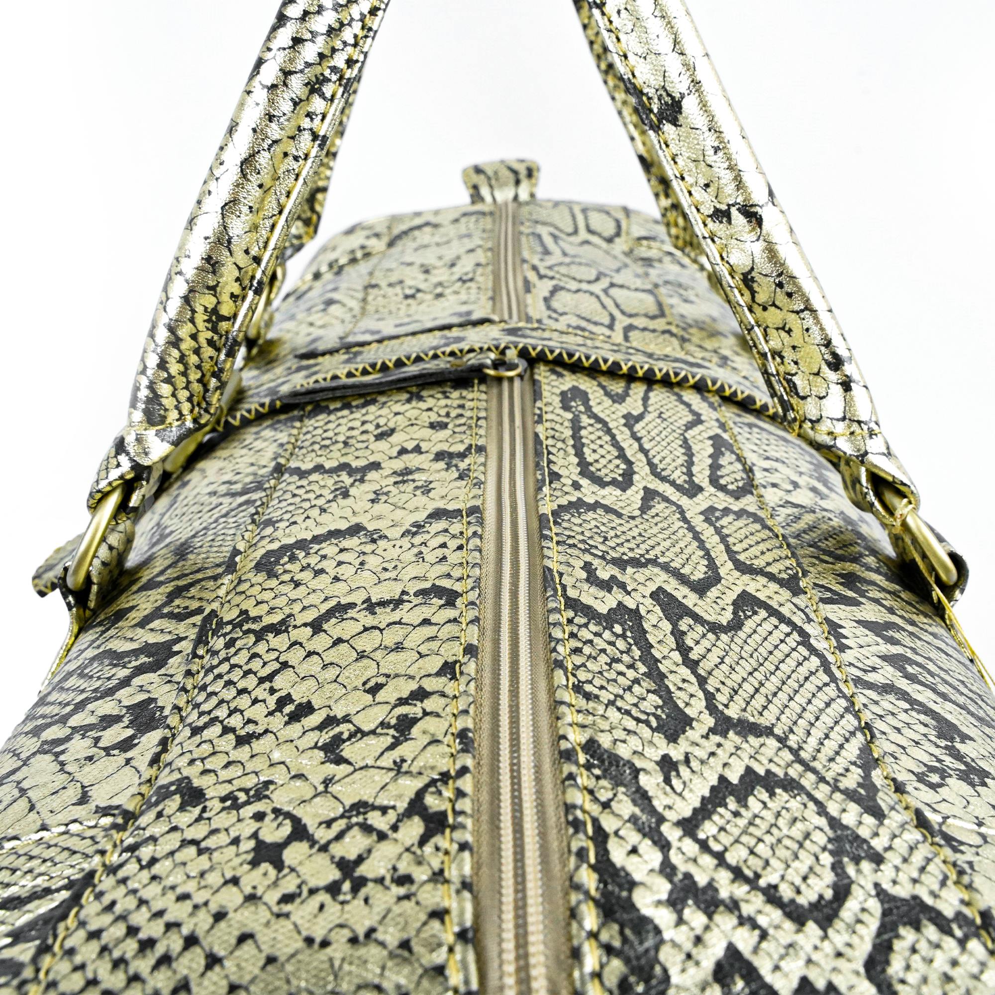 Hand Stitched Vintage Python Travel Leather Bag