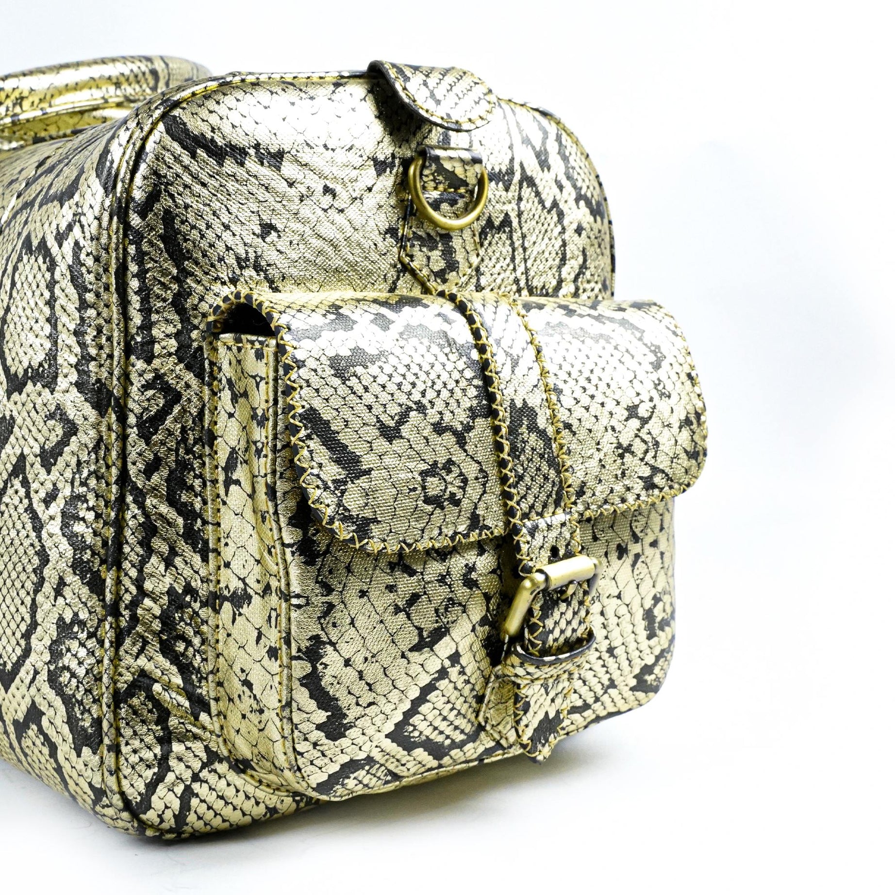 Hand Stitched Vintage Python Travel Leather Bag