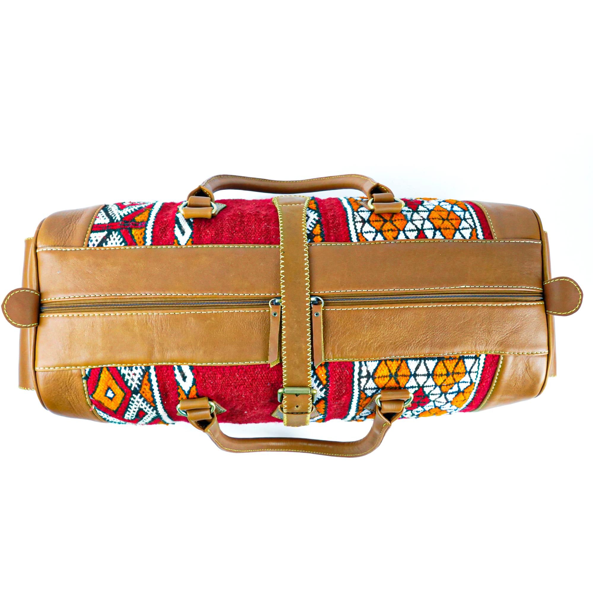 Hand Stitched Vintage Kilim Travel Leather Bag