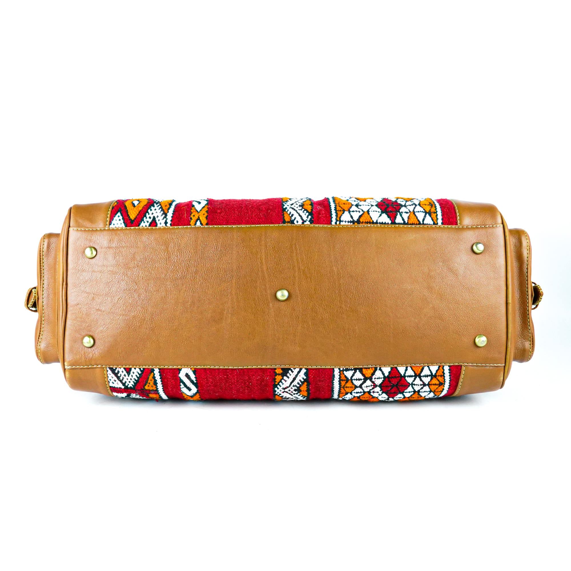 Hand Stitched Vintage Kilim Travel Leather Bag