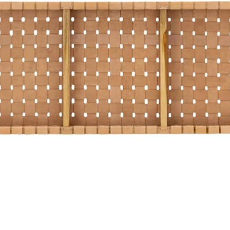 back view of strap woven leather headboard showcasing the understated weaving pattern