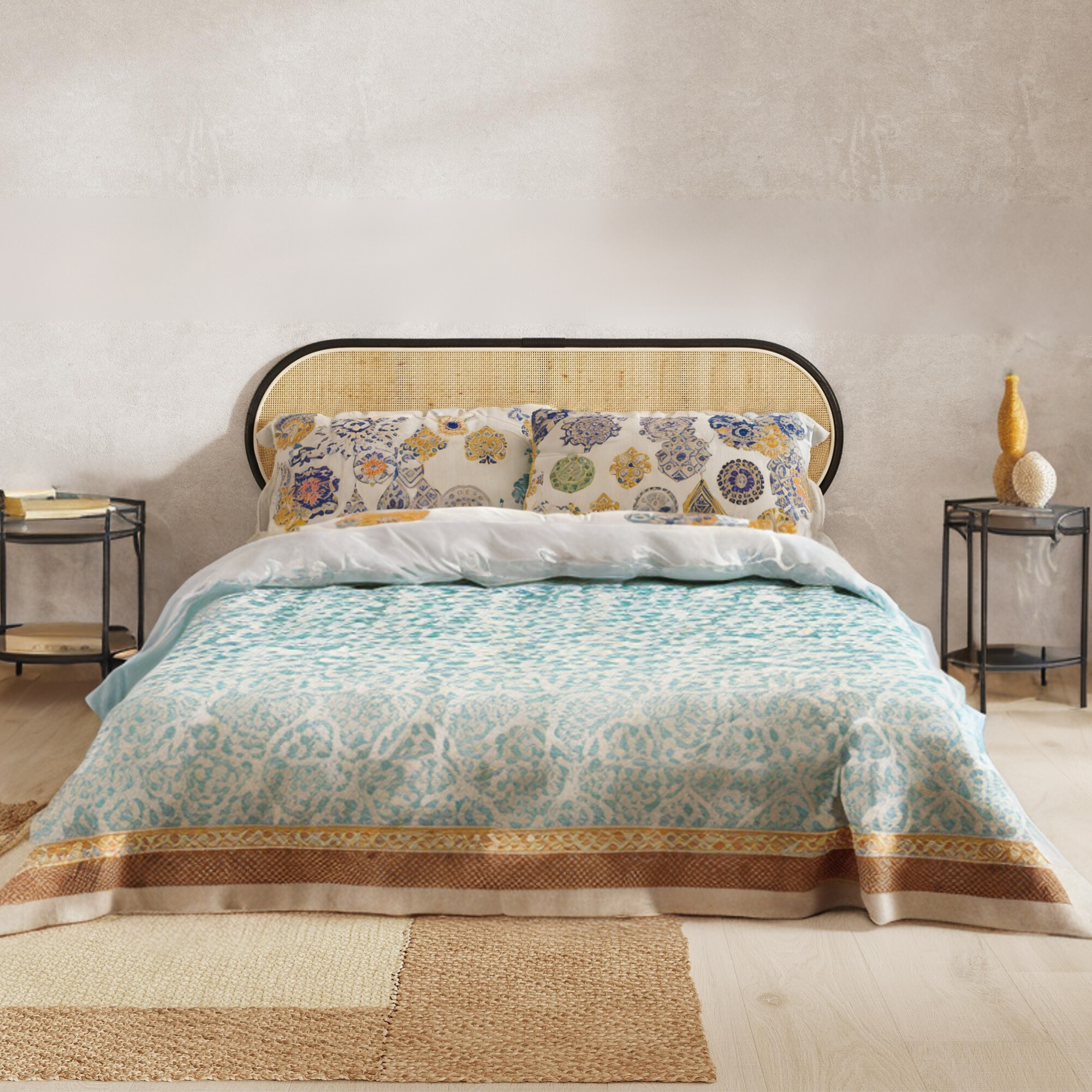 Rattan Headboard, Handcrafted for a Touch of Luxury.