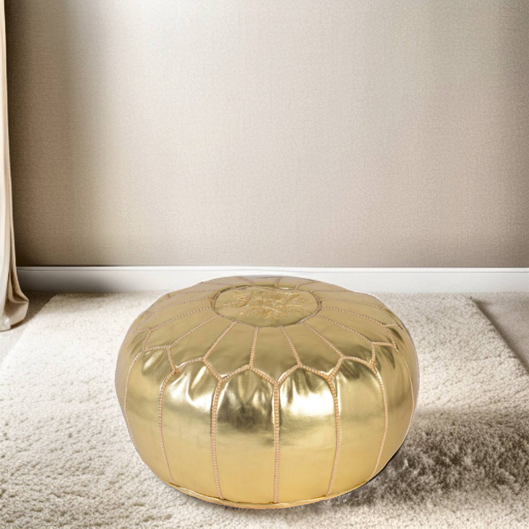 ottoman leather pouf