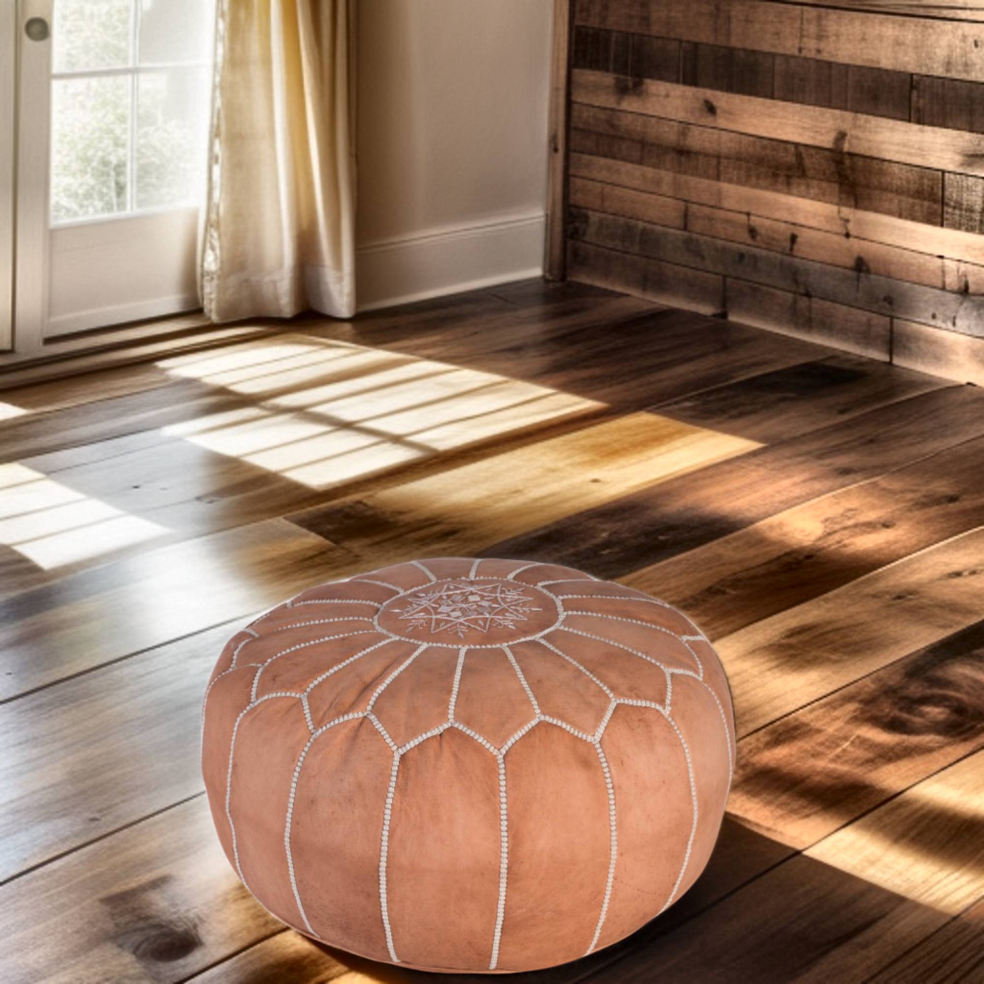 ottoman leather pouf