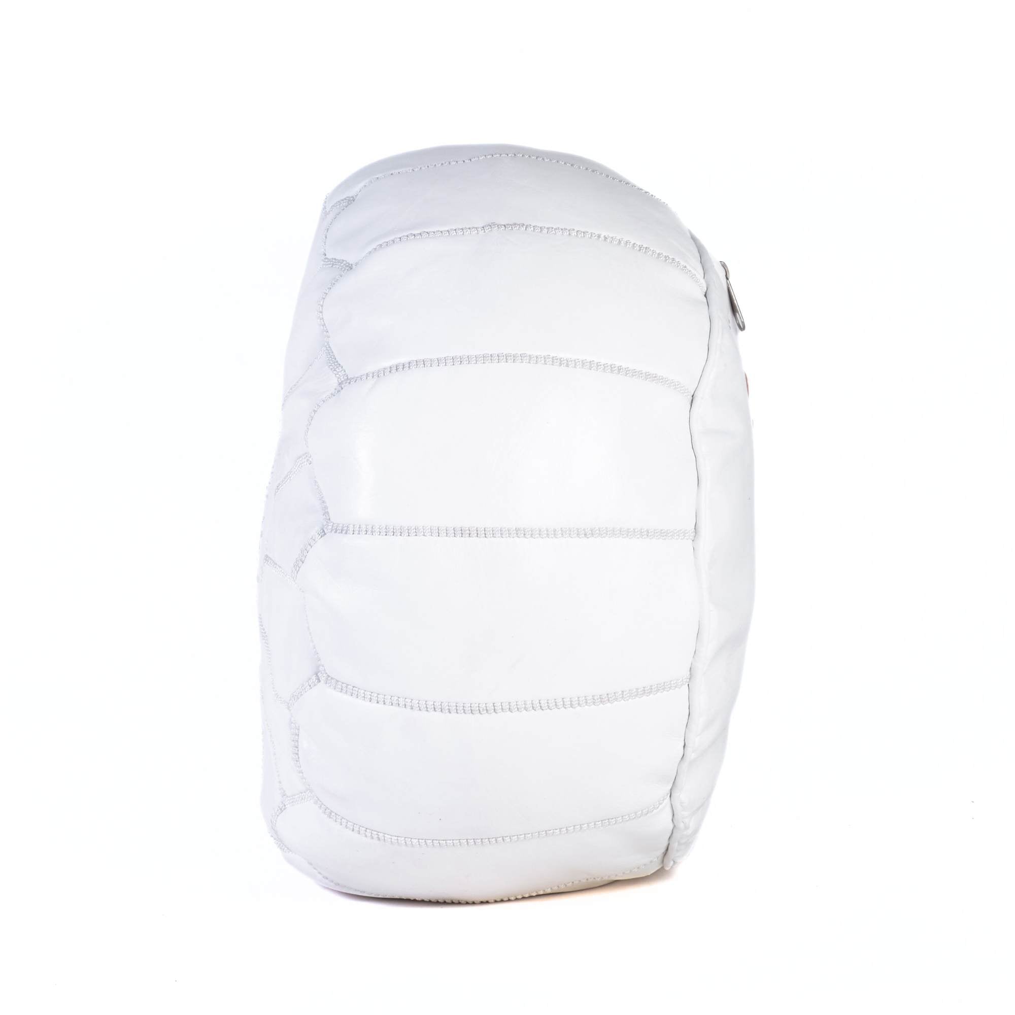 Hand-stitched Embroidery Genuine Leather Ottoman Pouf - White