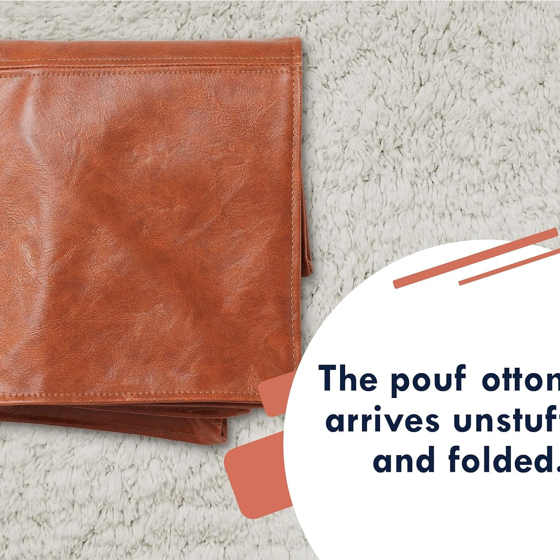 Premium Square Leather Pouf - Five Color Variations