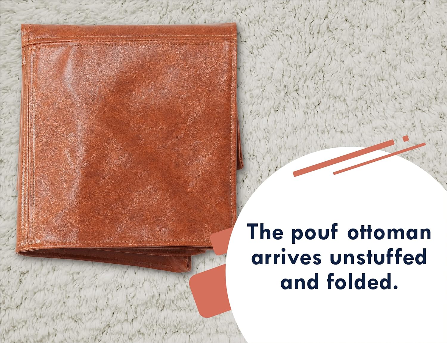 Premium Square Leather Pouf - Five Color Variations