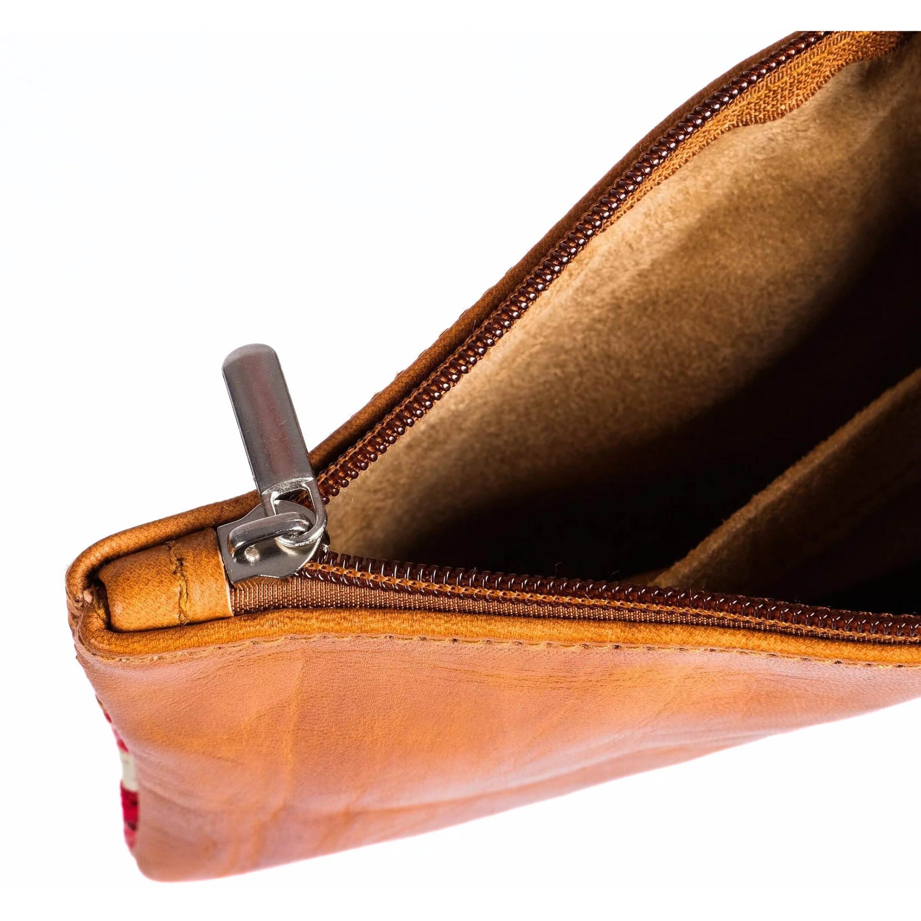 Leather Kilim Travel Bag With Wallet - Cognac And Almond Leather