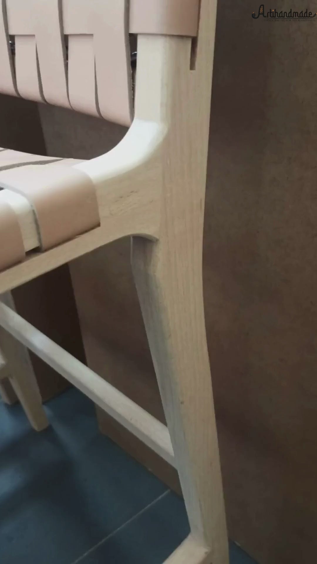 Video stylish Artihandmade® wood counter stool, ideal as a kitchen stool for modern homes.