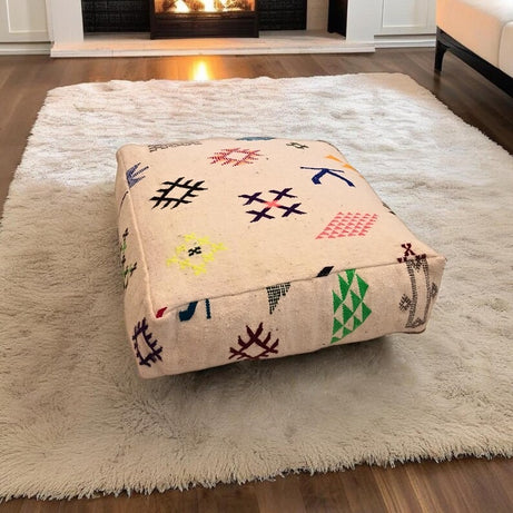 Two large, handcrafted Kilim poufs + free cushion.