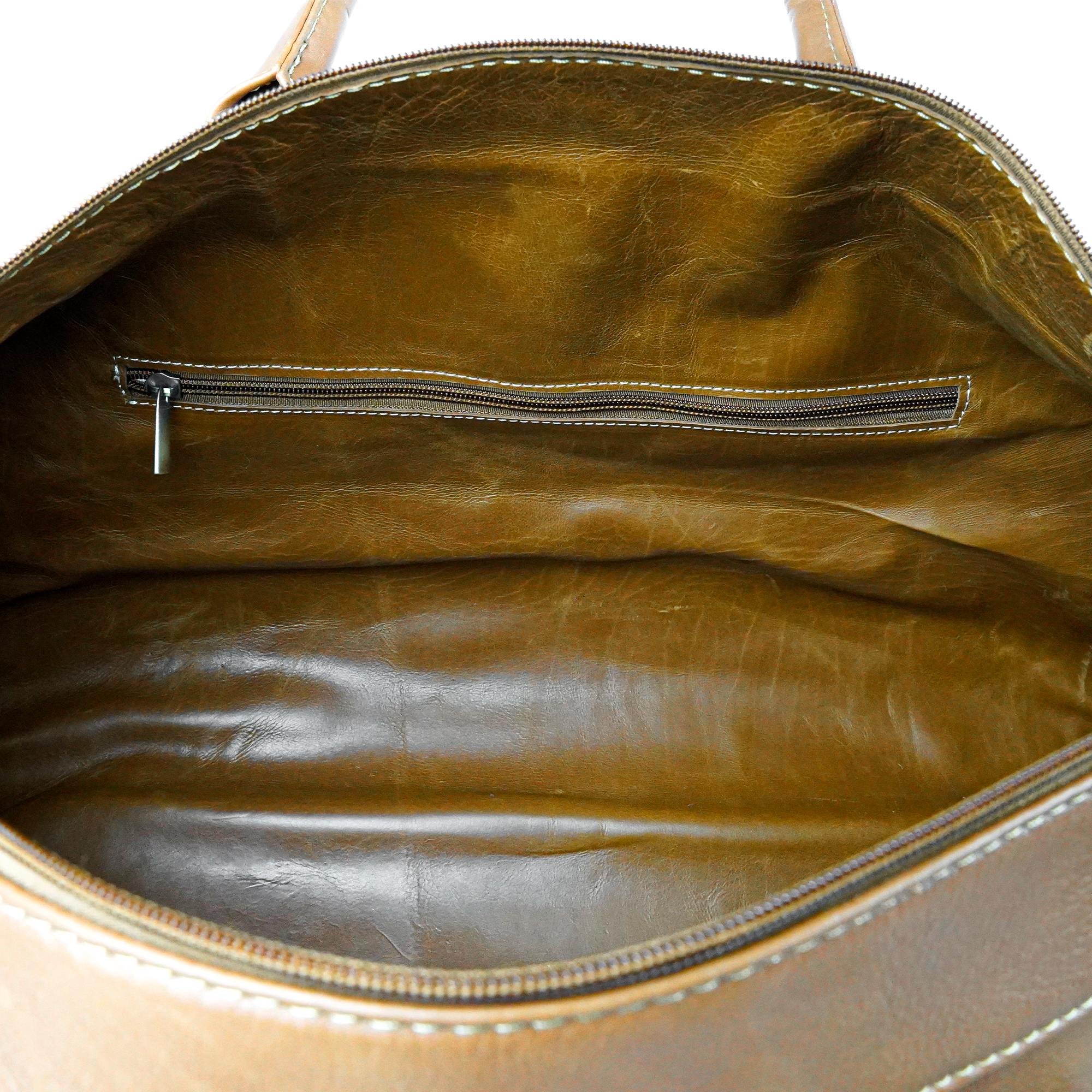 Hand Stitched Vintage Cognac Travel Leather Bag