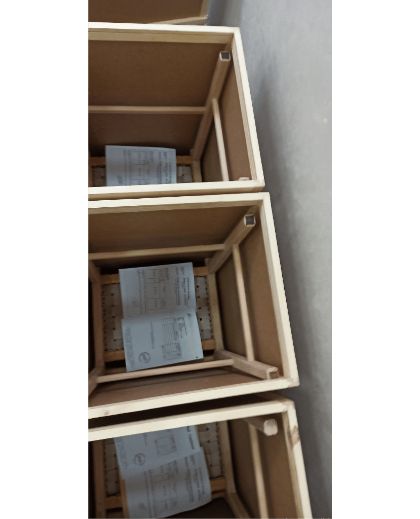 Leather Strap Counter Stool - Natural Teak Wood With Drak Brown Leather