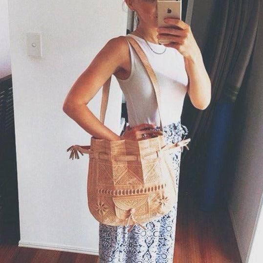 Handmade moroccan Boho Soulder Bag Natural - artihandmade