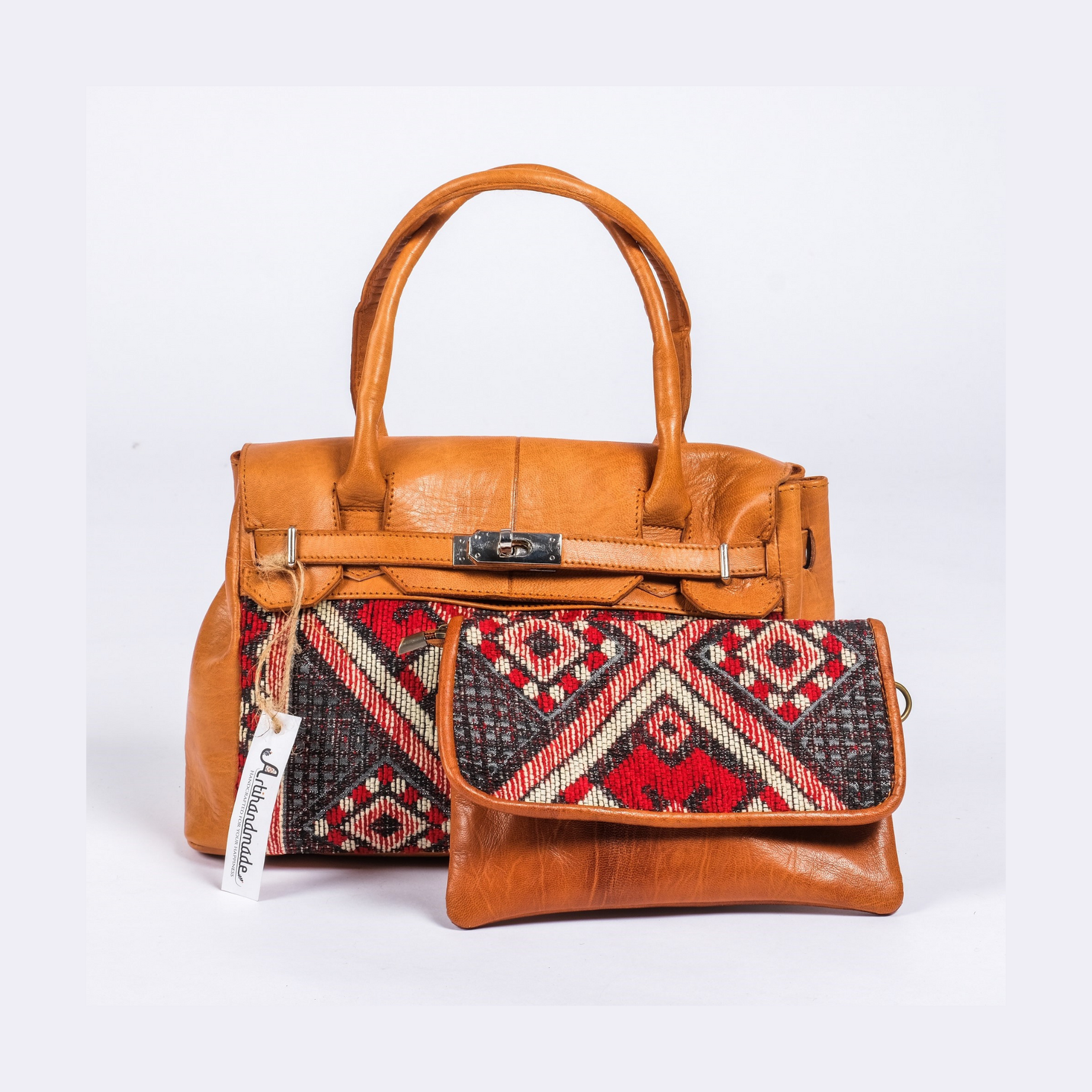 Women's Leather Tote Bag - bohemian style With crossbody Sling Bag