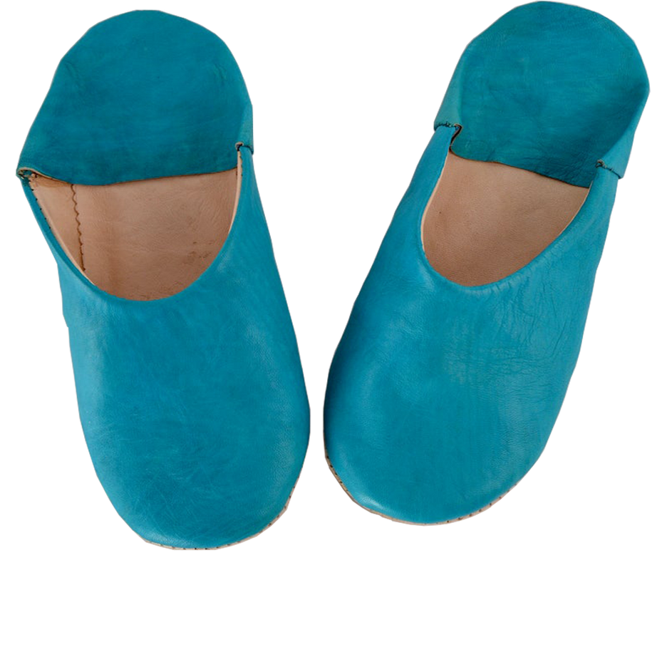 Moroccan Leather Slipper Turquoise Color - marrakechcraft