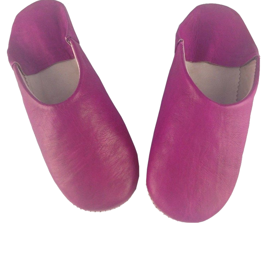 Moroccan Leather Slipper Fushia Color - marrakechcraft