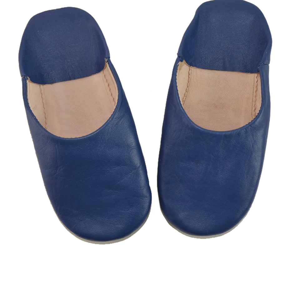 Moroccan Leather Slipper Blue Color - marrakechcraft
