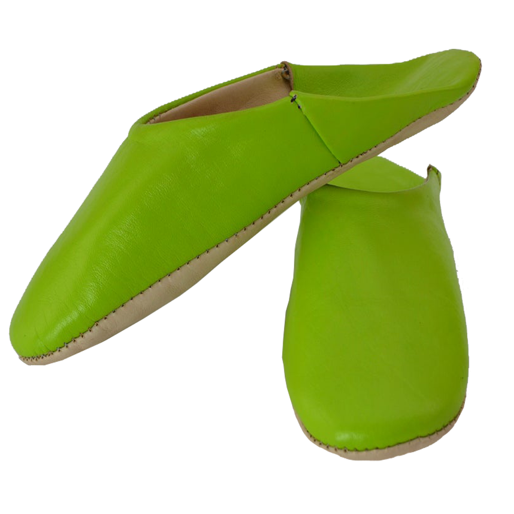Moroccan Leather Slipper green  color - marrakechcraft