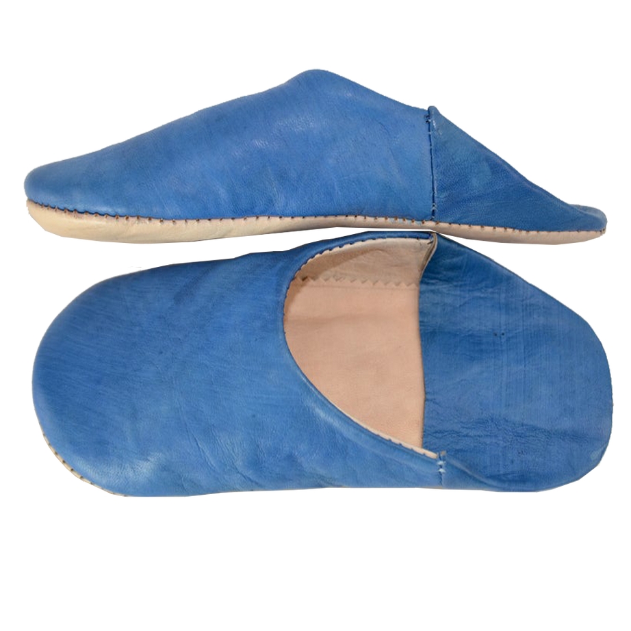 Moroccan Leather Slipper royal blue color - marrakechcraft