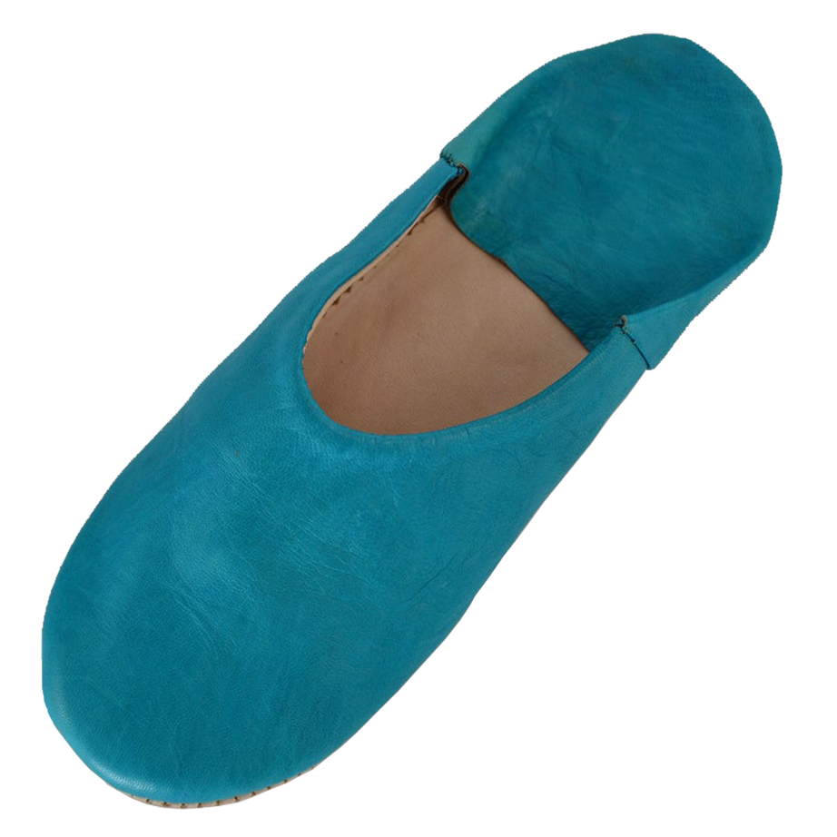 Moroccan Leather Slipper Turquoise Color - marrakechcraft