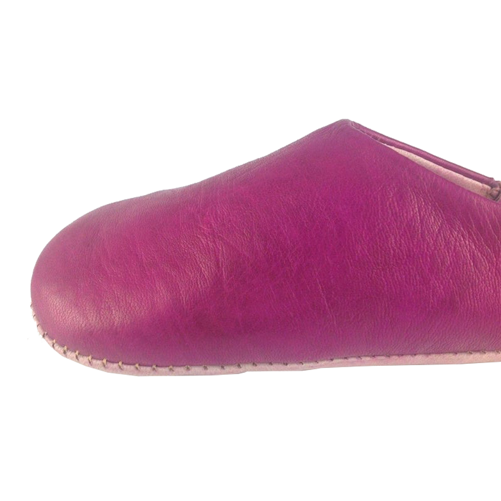 Moroccan Leather Slipper Fushia Color - marrakechcraft