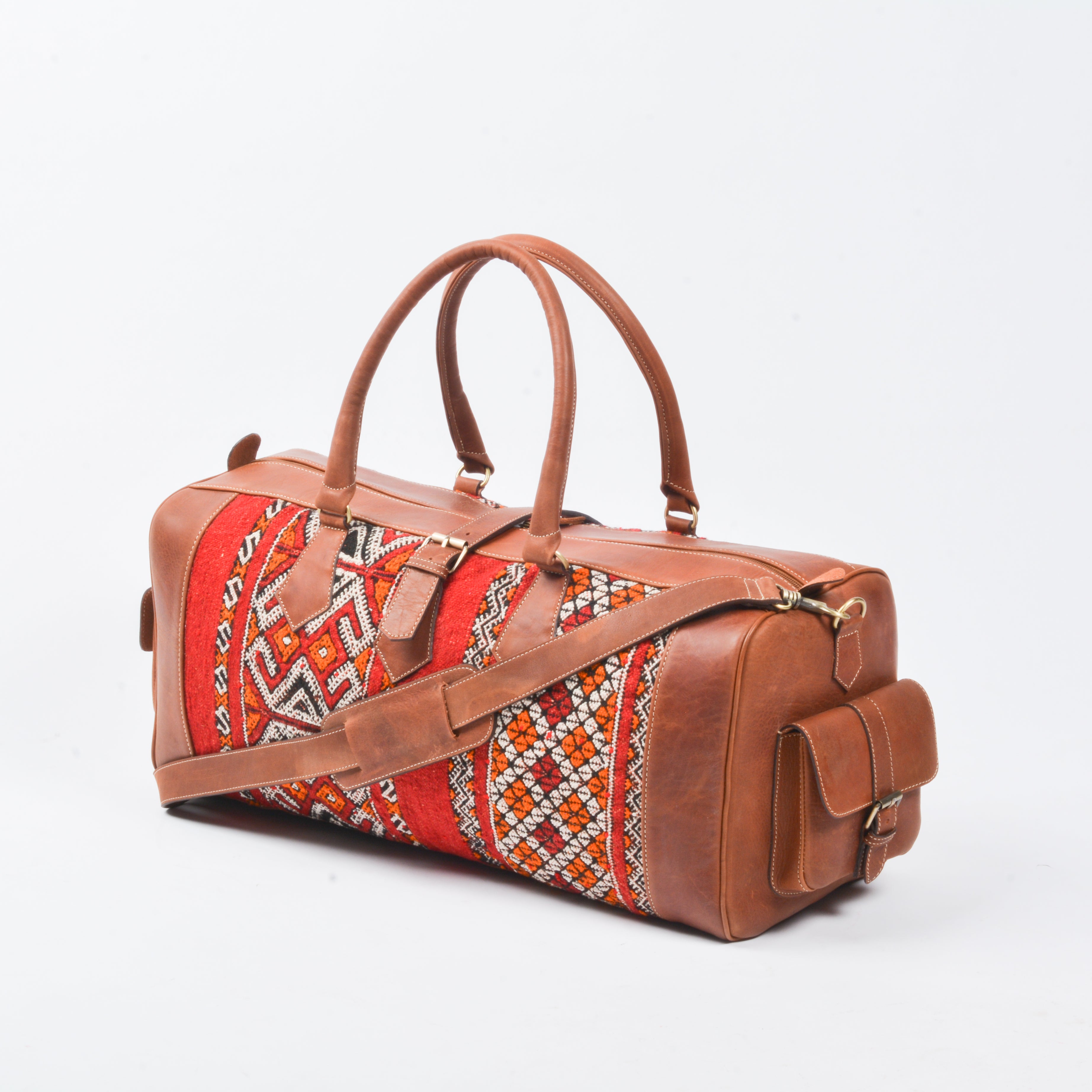 Hanbal Kilim Travel Bag Brown, Duffel Bag, Luxury Travel Bag