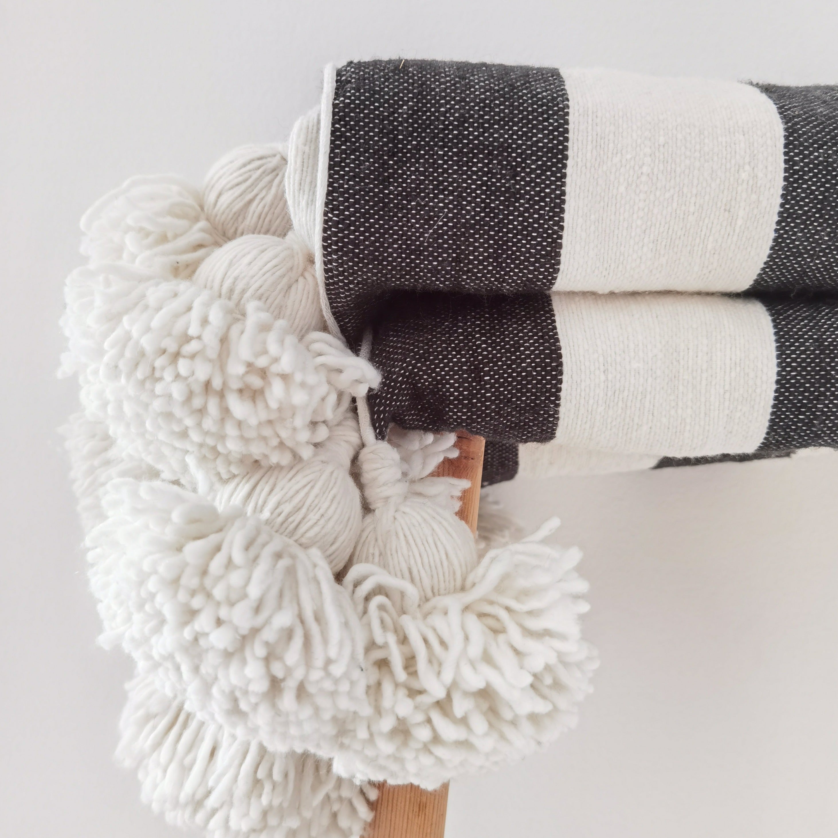 Handmade Moroccan Blanket Throw Black White - artihandmade