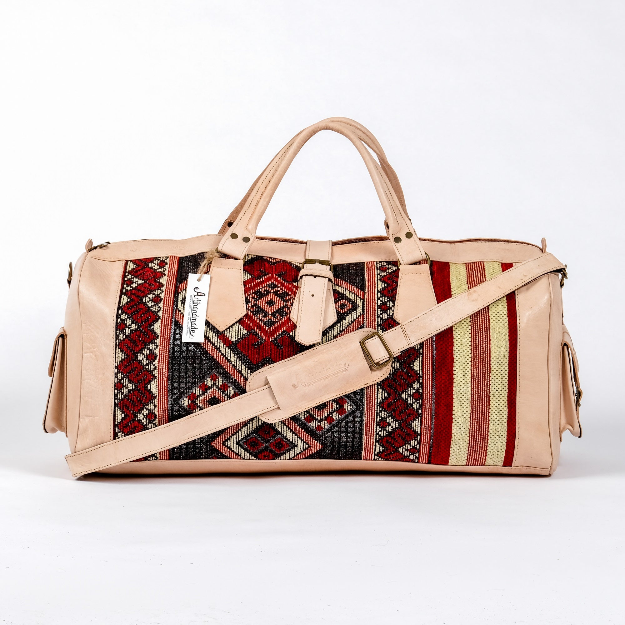 Set Of 2 Duffel Bags Kilim And Leather - Large With Medium