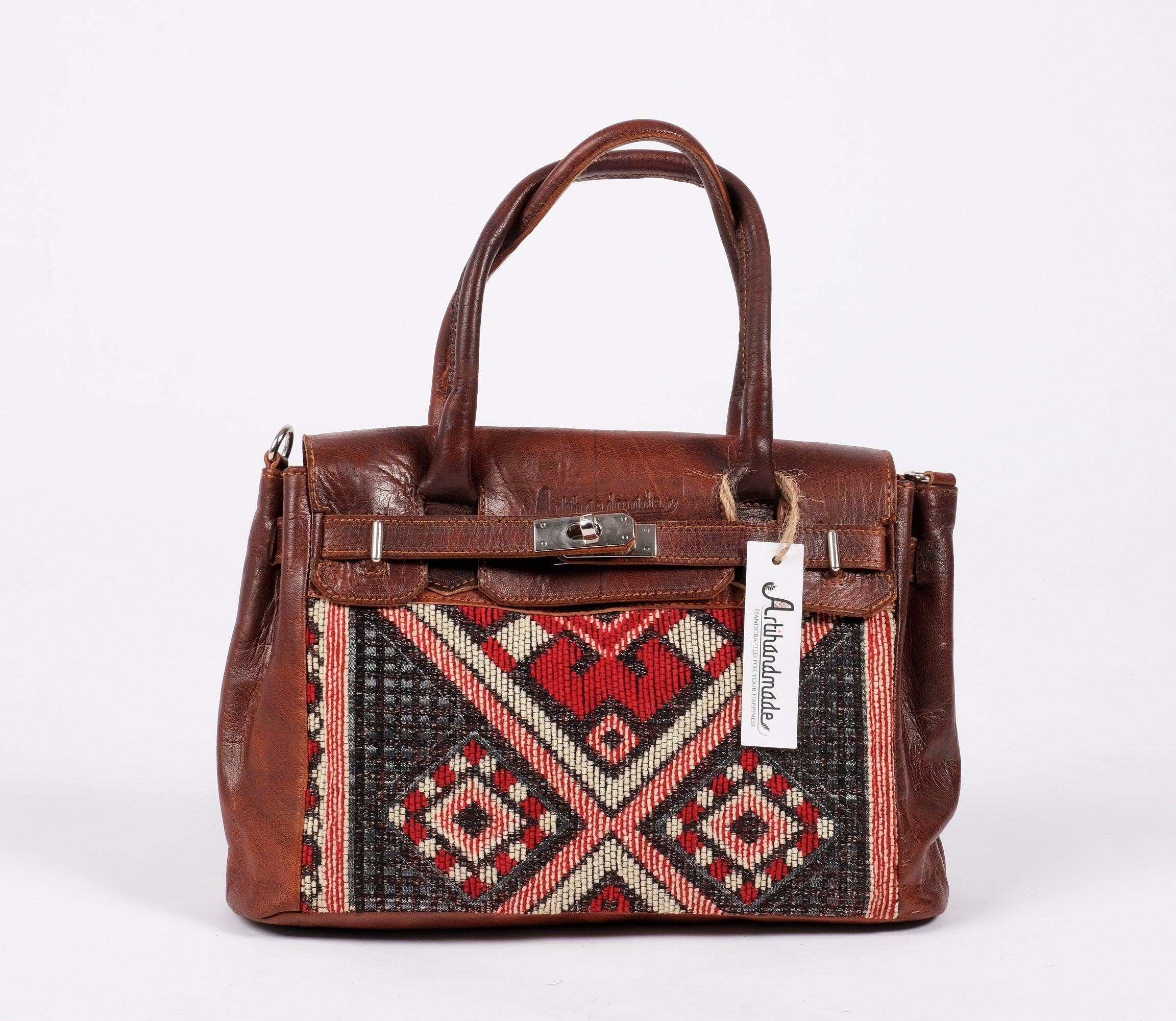 Women's Leather Tote Bag - bohemian style With crossbody Sling Bag